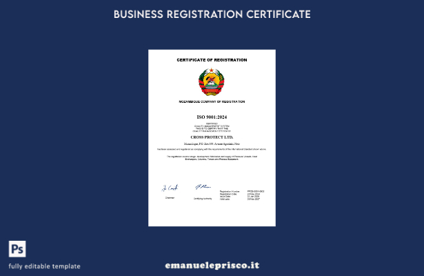 stile verificato Certificato di registrazione della società del Mozambico Modell